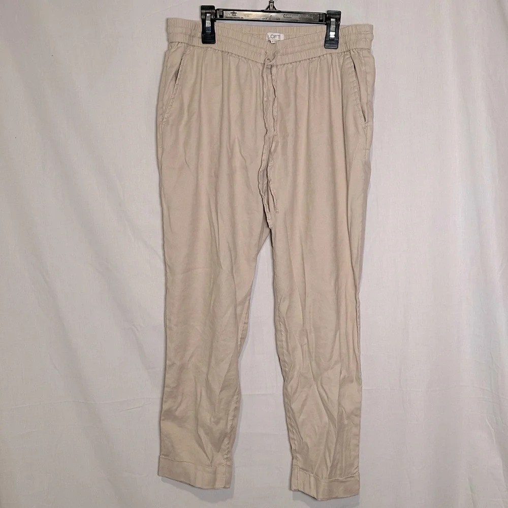 NWOT light tan / cream / beige / khaki Loft linen blend pants size xs